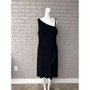 SL Fashion Women Black Asymmetrical Neck Shift Dress Size 14 (10)